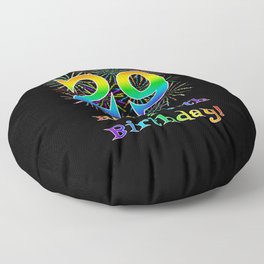 [ Thumbnail: 29th Birthday - Fun Rainbow Spectrum Gradient Pattern Text, Bursting Fireworks Inspired Background Floor Pillow ]
