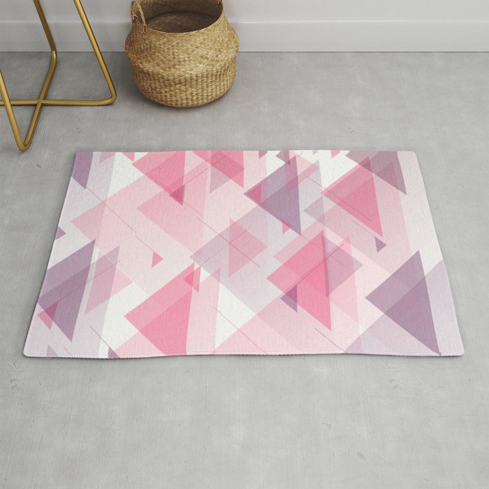 Abstract Pink Triangles Rug