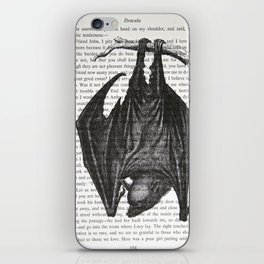 Vampire Bat on Vintage "Dracula" Page iPhone Skin