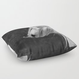 Arabian horse in black and white Floor Pillow