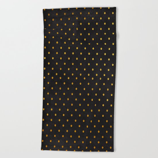 AUTUMN - gold acorns on chalkboard background Beach Towel