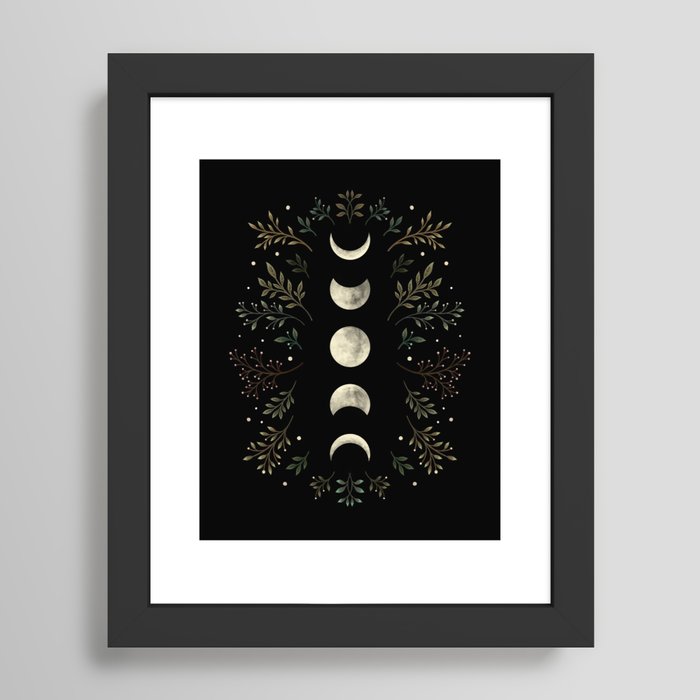 Moonlight Garden - Olive Green Framed Art Print