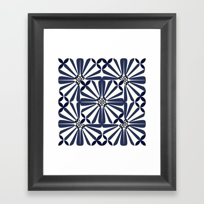 Blue And White - Tile Pattern - Fresh Mood #decor #society6 #buyart Framed Art Print