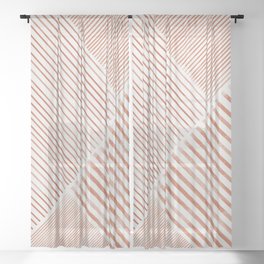 Blush Pink Stripes, Geometric Art Sheer Curtain