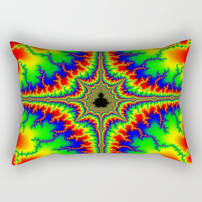 Psychedelic Mandelcross Trippy Fractal Art Print Rectangular Pillow