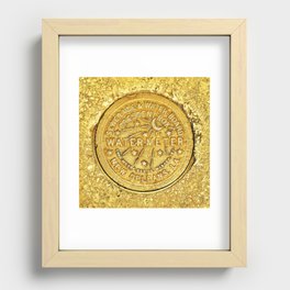New Orleans Water Meter Louisiana Art NOLA French Quarter Coaster Poster Yellow Gold Crescent City Recessed Framed Print