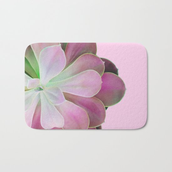 Acid Green and Pink Echeveria Bath Mat