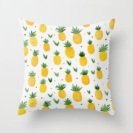 Watercolor pineapples Throw Pillow