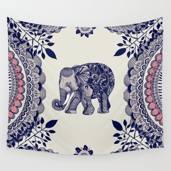 Elephant Pink Wall Tapestry