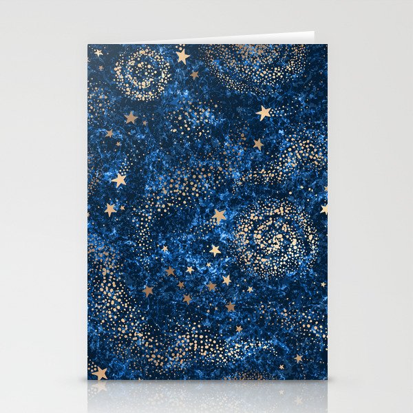 Magical Starry Night Sky Golden Cosmic Swirls Stationery Cards