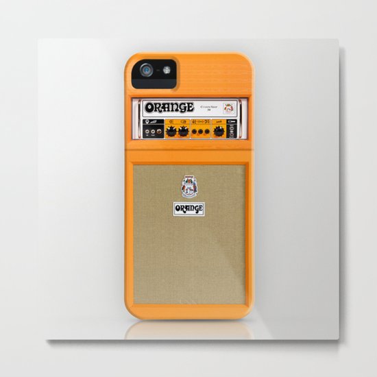 Retro Orange guitar electric amp amplifier iPhone 4 4s 5 5s 5c, ipad, tshirt, mugs and pillow case Metal Print