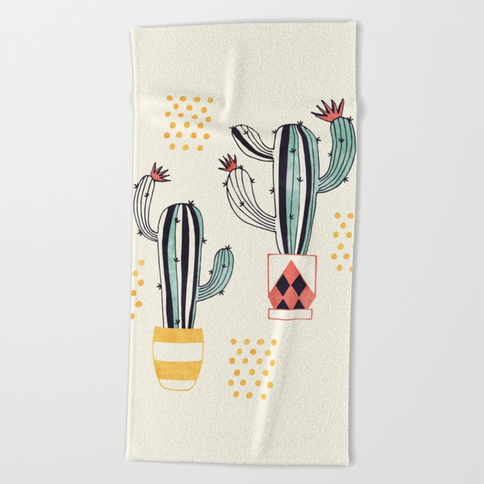 Cactus in a Pot Beach Towel
