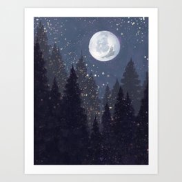 Full Moon Landscape Art Print