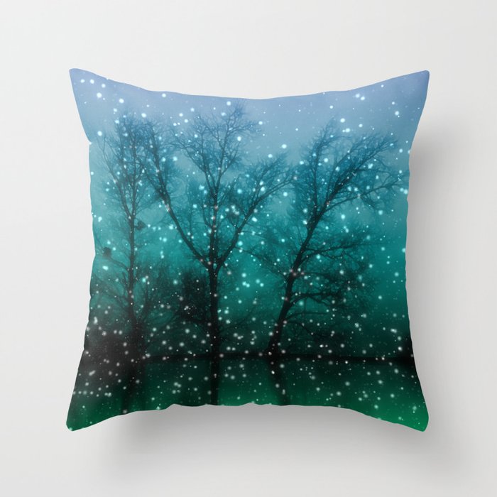 Magical Forest Watercolor - Aurora Throw Pillow