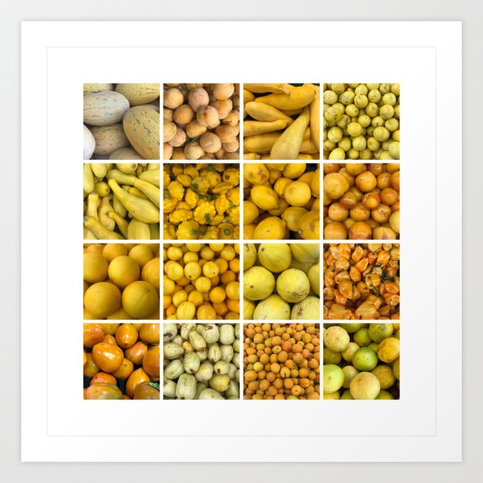 Yellow Fruits Vegetables Home Decor Modern Colorful Collage