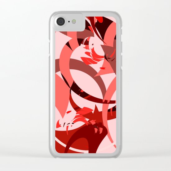 Abstract Curls - Burgundy, Coral, Pink Clear iPhone Case