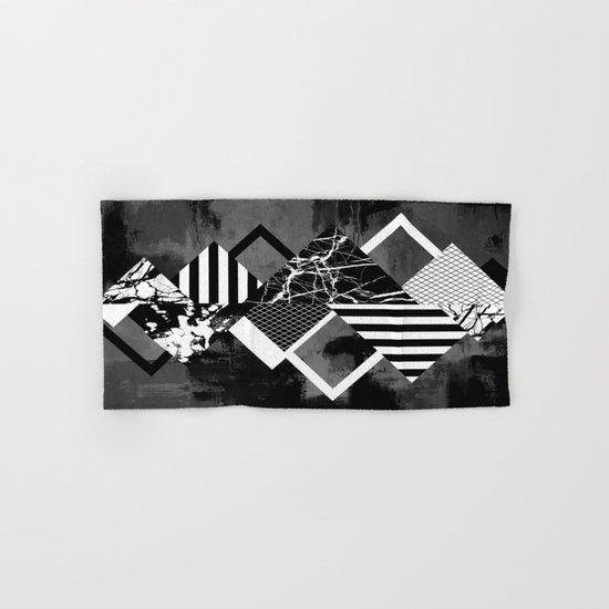 STAND OUT! In Black And White - Abstract, textured geometry! Hand & Bath Towel