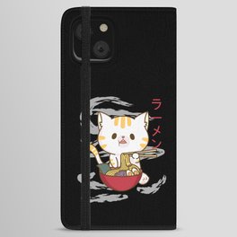 Ramen Japan Food Cute Cat Eats Ramen iPhone Wallet Case