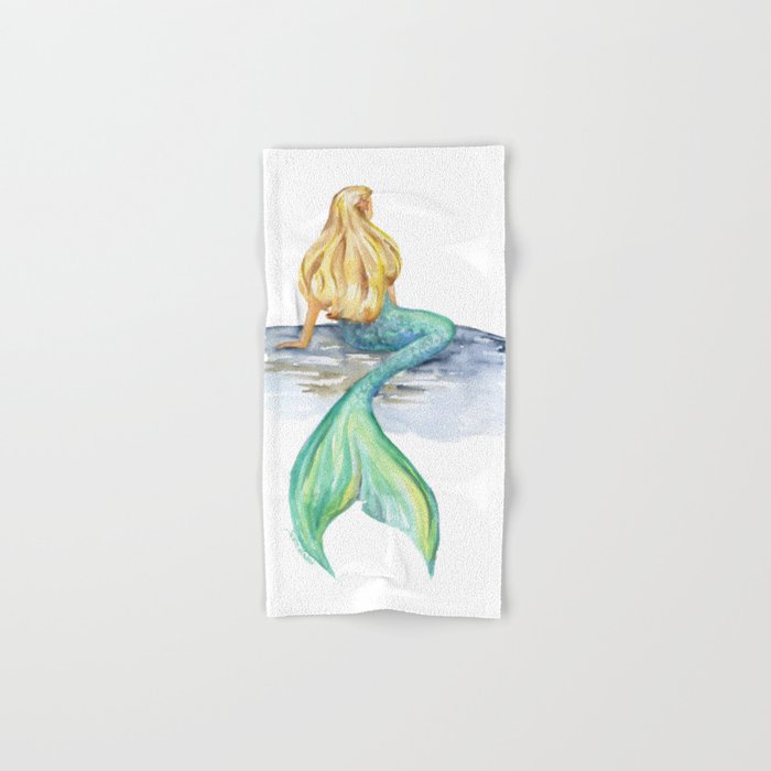 Mermaid Watercolor Hand & Bath Towel