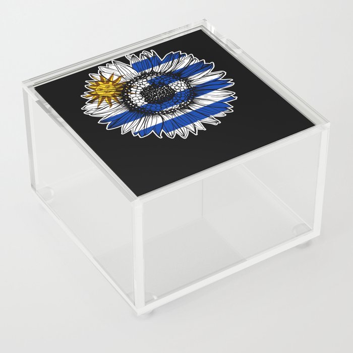 Uruguay Flag Sunflower Acrylic Box