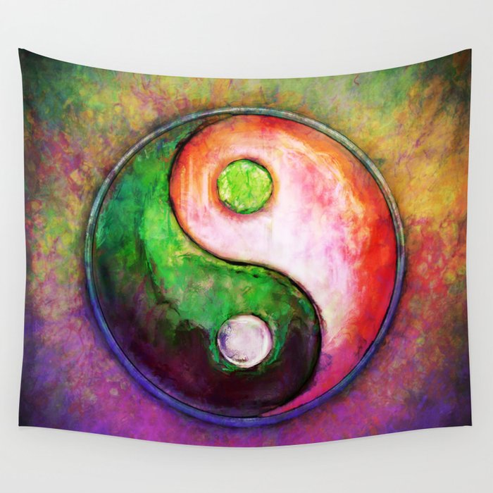 Yin Yang Colorful Painting Viii Wall Tapestry By Dirkczarnota
