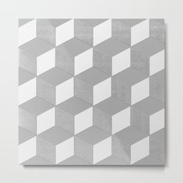 Cube wall - grey with white Metal Print