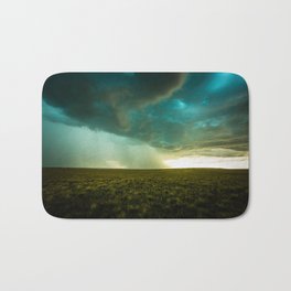 The Wilds of Nebraska - Thunderstorm Over Open Prairie on Late Summer Day in Nebraska Bath Mat