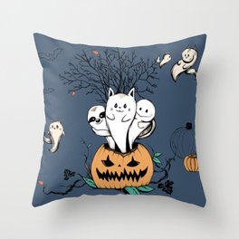 Pumpkin and Animal Ghosts Throw Pillow