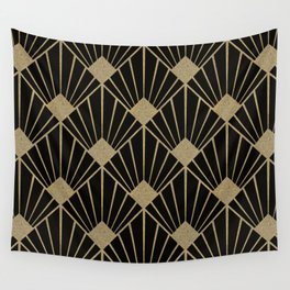 Black And Gold Art Deco Design Wall Tapestry