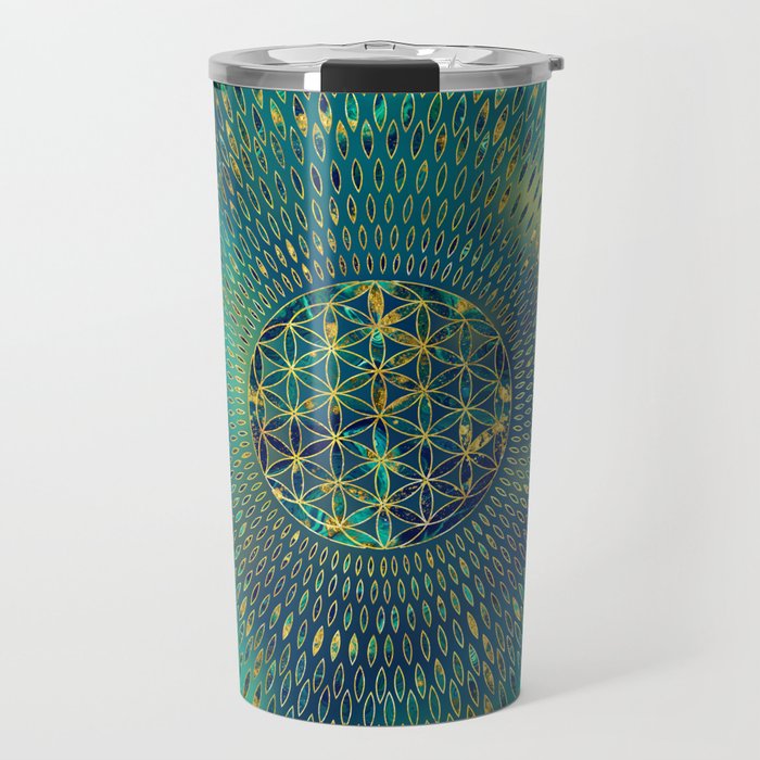 Flower of life Marble and gold Travel Mug