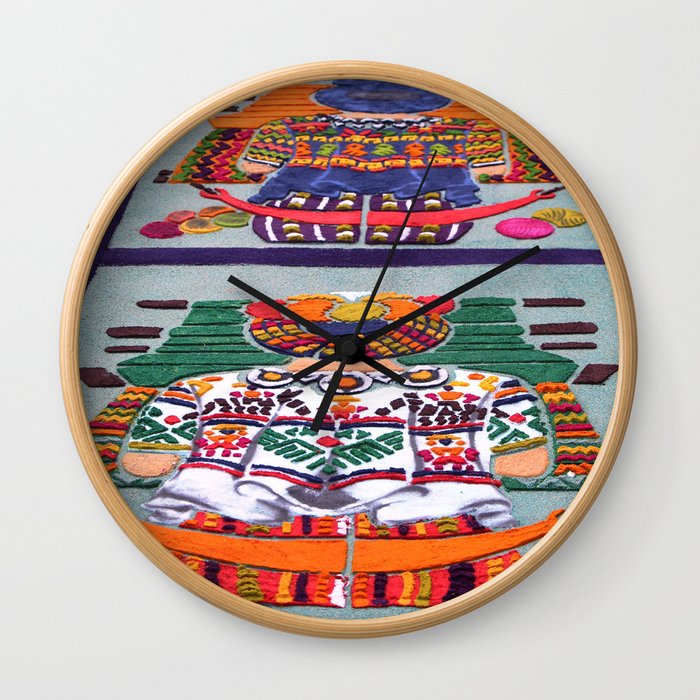 Guatemalan Alfombras Wall Clock