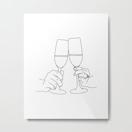 Champagne Toast Metal Print | Graphicdesign, Drawing, Fiance, Romantic, Black, Drink, Proposal, Bubbly, Celebration, Ring 