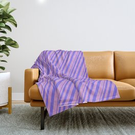 [ Thumbnail: Medium Slate Blue and Plum Colored Lined Pattern Throw Blanket ]