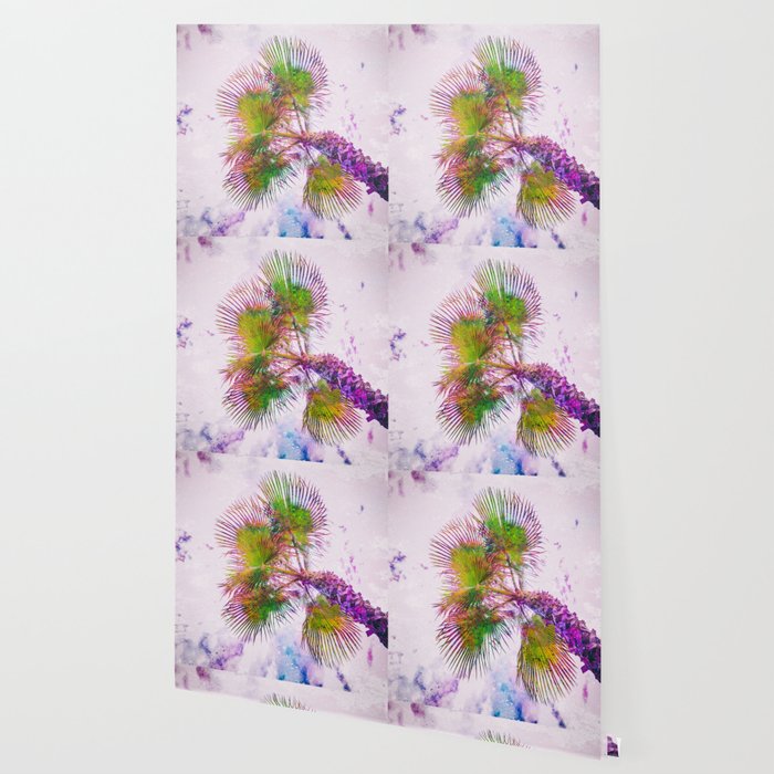 Colorful palm tree on pink and blue sky Wallpaper by ... Select from premium palm tree wallpaper of the highest quality.
