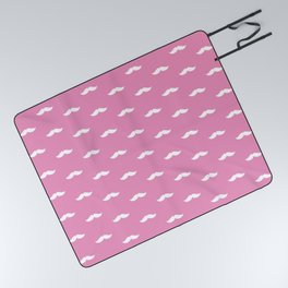 White Mustache pattern on hot pink background Picnic Blanket