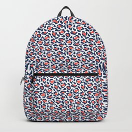 Abstract Leopard Print in Coral and Navy Blue Backpack