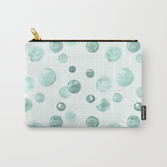 Aqua Sky Watercolors Polka Dots Carry-All Pouch
