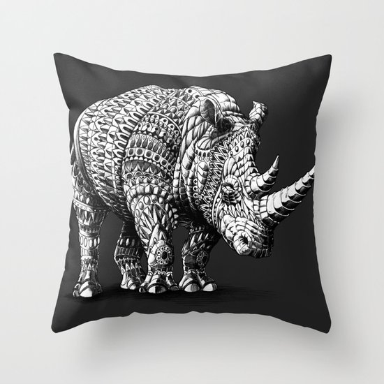 Rhinoceros Throw Pillow