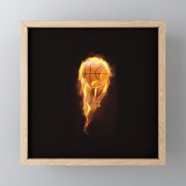 Basketball on fire. Basketball lovers gift. Framed Mini Art Print