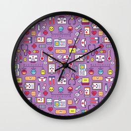 Proud To Be a Nurse Pattern / Purple Wall Clock | Giftforanurse, Graphicdesign, Happypill, Proudtobeanurse, Uniquegift, Nurse, Cute, Purple 