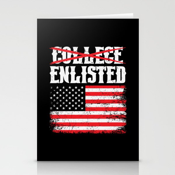 College Enlisted Funny Patriotic Stationery Cards