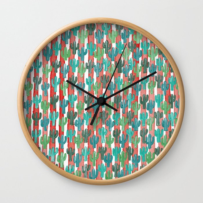 Saguaro Cactus Pattern Wall Clock