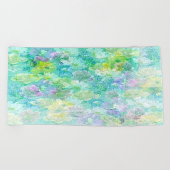 Enchanted Spring Floral Abstract Beach Towel