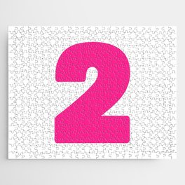 2 (Dark Pink & White Number) Jigsaw Puzzle