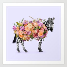 FLORAL ZEBRA Art Print