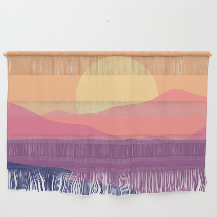 Sunset Beach Retro Landscape Wall Hanging