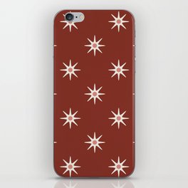 Atomic mid century retro star flower pattern in red background iPhone Skin