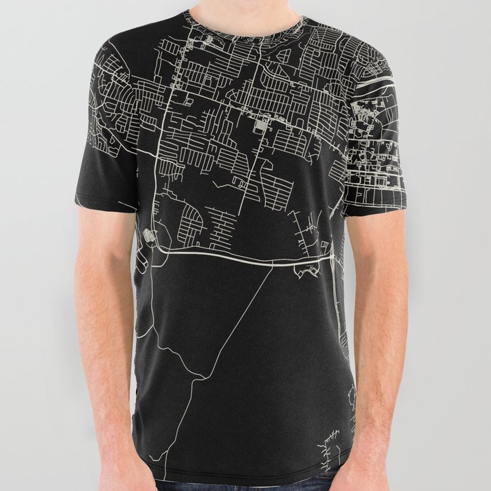 Killeen, Texas - black and white city map All Over Graphic Tee