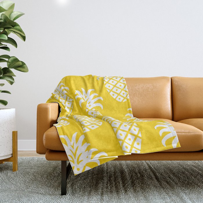 Pineapple Twist 332 Yellow Throw Blanket