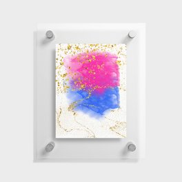 Pink And Blue Ombre With Gold Glitter Floating Acrylic Print